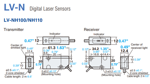 Đầu cảm biến laser xuyên vật thể Keyence LV-NH100